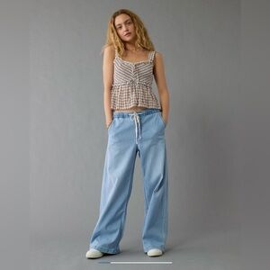 AE Stretch Low-Rise Ultra Wide Leg Pull-on Jeans